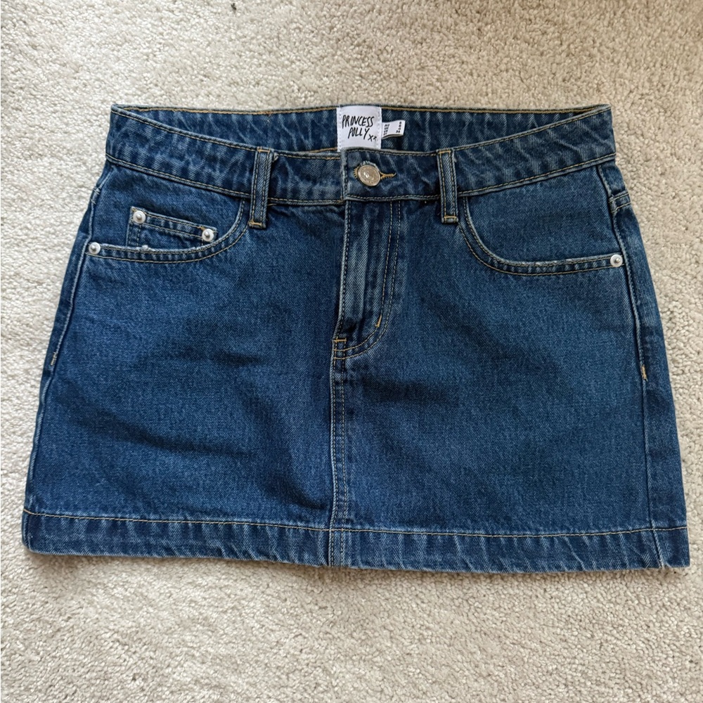 Princess Polly Nickei Denim Mini Skirt - Mid Wash - Size 4